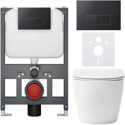 Cerano - Falba épített WC szett Cesso - fényes fehér - Prime/Modulo nyomógomb, fekete - fali - alacsony modul - falsík előtti/gipszkarton - 49x36 cm (CER-8050BD85964)