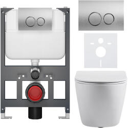 Cerano - Falba épített WC szett Cesso - matt fehér - Prime/Dualo nyomógomb, ezüst - fali - alacsony modul - falsík előtti beépítés/gipszkarton - 49x36… (CER-8050BD86164)