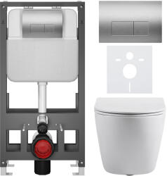 Cerano - Falba épített WC szett Cesso - fényes fehér - Prime/Modulo nyomógomb, ezüst - szabadon álló - falsík előtti beépítés/gipszkarton - 49x36 cm (CER-8050BD86012)