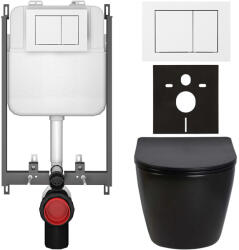 Cerano - Komplett WC-szett Basic/Cesso - fényes fekete - Maxio WC-nyomólap/fehér - falba építhető - 49x36 cm (CER-8050BD86301)