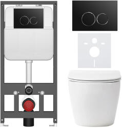 Cerano - Falba épített WC szett Cesso - fényes fehér - Prime/Dualo nyomógomb, fekete - fali - falba építhető - falsík előtti/gipszkarton - 49x36 cm (CER-8050BD85933)