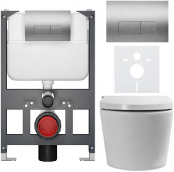 Cerano - Fali WC bidével Basic/Cronus Standard - fényes fehér - WC nyomógomb Modulo/Silver - fali - alacsony modul - falsík előtti beépítés -… (CER-8050BD86464)