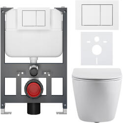 Cerano - Falba épített WC szett Cesso - fényes fehér - Prime/Maxio nyomógomb, fehér - fali - alacsony modul - falsík előtti/gipszkarton - 49x36 cm (CER-8050BD85989)