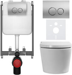 Cerano - Fali WC bidével Cronus Standard - fényes fehér - Prime/Dualo gomb, ezüst - fali szereléshez - 59, 3x38, 4 cm (CER-8050BD86431)