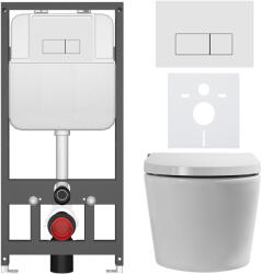 Cerano - Fali WC bidével Cronus Premium - fényes fehér - Prime/Modulo nyomógomb, fehér - fali - falba szerelt - falsík előtti/gipszkarton - 59, 3x38, 4… (CER-8050BD86498)
