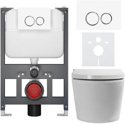 Cerano - Fali WC bidével Cronus Premium - fényes fehér - Prime/Dualo nyomógomb, fehér - fali - alacsony modul - falsík előtti beépítés/gipszkarton -… (CER-8050BD86469)