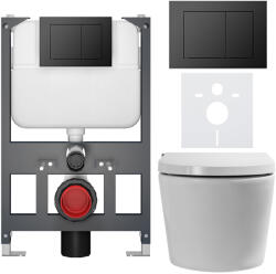 Cerano - Fali WC bidével Cronus Premium - fényes fehér - Prime/Maxio gomb, fekete - fali - alacsony modul - falsík előtti beépítés/gipszkarton -… (CER-8050BD86489)