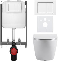 Cerano - Komplett WC-szett Basic/Cesso - fényes fehér - Maxio/Fehér WC-nyomólap - falba építhető - 49x36 cm (CER-8050BD85986)