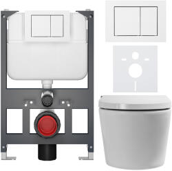 Cerano - Basic/Cronus Premium bidés fali WC - fényes fehér - Maxio/fehér WC-öblítőlap - fali kivitel - alacsony modul - előtétfalas szerelés -… (CER-8050BD86484)