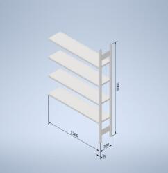  Horganyzott, teljes fémből készült STOW állvány 200x130x30 cm - 5 polc, teherbírás 800 kg - KIEGÉSZÍTŐ MODUL