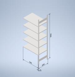  Horganyzott, teljes fémből készült STOW állvány 250x100x60 cm - 6 polc, teherbírás 960 kg - KIEGÉSZÍTŐ MODUL