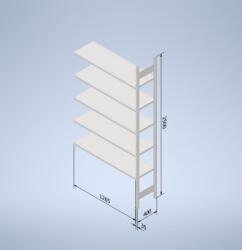  Horganyzott, teljes fémből készült STOW állvány 250x130x40 cm - 6 polc, teherbírás 960 kg - KIEGÉSZÍTŐ MODUL