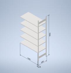  Horganyzott, teljes fémből készült STOW állvány 250x130x60 cm - 6 polc, teherbírás 960 kg - KIEGÉSZÍTŐ MODUL