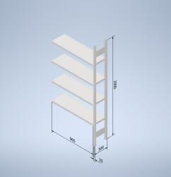  Horganyzott, teljes fémből készült STOW állvány 2000x1000x300 mm - 5 polc, teherbírás 800 kg - KIEGÉSZÍTŐ MODUL
