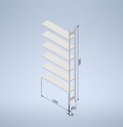  Horganyzott, teljes fémből készült STOW állvány 300x130x30 cm - 8 polc, teherbírás 1280 kg - KIEGÉSZÍTŐ MODUL