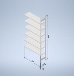  Horganyzott, teljes fémből készült STOW állvány 300x130x40 cm - 8 polc, teherbírás 1280 kg - KIEGÉSZÍTŐ MODUL
