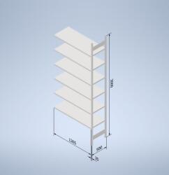  Horganyzott, teljes fémből készült STOW állvány 300x130x50 cm - 8 polc, teherbírás 1280 kg - KIEGÉSZÍTŐ MODUL