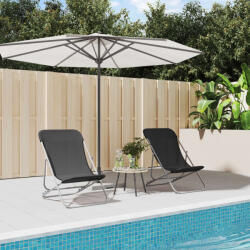 vidaXL Scaune de plaja pliante, 2 buc. , textilena neagra / otel vopsit GartenMobel Dekor (360188)