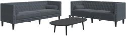 vidaXL Set canapele Chesterfield cu perne rulou, 2 piese, gri, catifea GartenMobel Dekor (3209292) Canapea