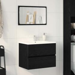 vidaXL Dulap pentru Chiuveta de Baie Stejar Negru 60 x 38, 5 x 45 cm GartenMobel Dekor (862542)