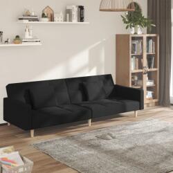 vidaXL Canapea extensibila cu 2 locuri, 2 perne, negru, textil GartenMobel Dekor (375801) Canapea