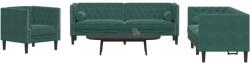 vidaXL Set canapele Chesterfield cu perne rulou 3 piese verde catifea GartenMobel Dekor (3209283) Canapea