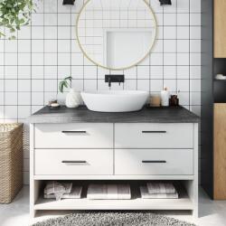 vidaXL Blat de baie, gri închis, 100x50x(2-6) cm, lemn masiv tratat GartenMobel Dekor (3156229)