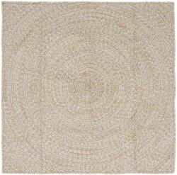 vidaXL Covor Natural si Alb 120 x 120 cm Iuta GartenMobel Dekor (42010603) Covor