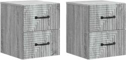 vidaXL Set 2 noptiere suspendate gri Sonoma, 34, 5 x 33 x 40 cm, 4 sertare (898648)
