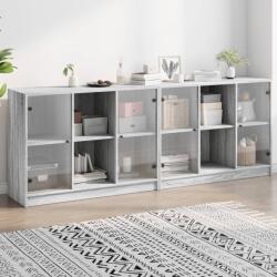 vidaXL Biblioteca cu usi gri sonoma 204x37x75 cm lemn compozit GartenMobel Dekor (3206536) Comoda