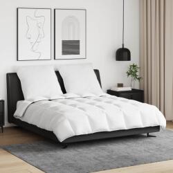 vidaXL Pilot de iarna 200x200 cm cu 2 perne, alb, umplutura puf si pene de rata (3376885) Lenjerie de pat