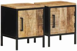 vidaXL Set 2 noptiere rustice din lemn masiv de mango si metal, 30x30x40 cm (4019640)