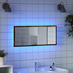 vidaXL Oglinda de baie LED stejar fumuriu 100x8, 5x37 cm lemn prelucrat GartenMobel Dekor (856272)