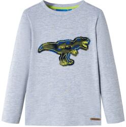 vidaXL Tricou pentru copii cu maneci lungi, gri melanj, 128 GartenMobel Dekor (13262)