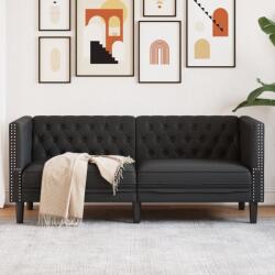 vidaXL Fotoliu Chesterfield cu 2 locuri, negru, piele ecologica GartenMobel Dekor (372659) Canapea
