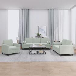 vidaXL Set de canapele, 3 piese, cu perne, gri deschis, catifea GartenMobel Dekor (3201954) Canapea