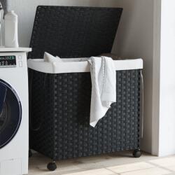 vidaXL Cos de rufe cu roti, negru, 60x35x60, 5 cm, ratan GartenMobel Dekor (372042)