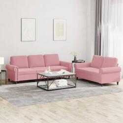 vidaXL Set de canapele cu perne, 2 piese, roz, catifea GartenMobel Dekor (3202253) Canapea