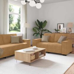 vidaXL Set de canapele cu perne, 3 piese, maro, catifea GartenMobel Dekor (3324625) Canapea