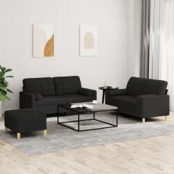 vidaXL Set de canapele cu perne, 3 piese, negru, textil GartenMobel Dekor (3201302) Canapea
