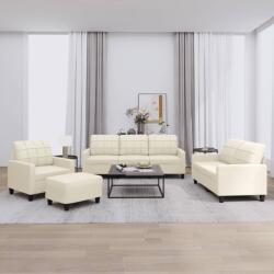 vidaXL Set de canapele cu perne, 4 piese, crem, piele ecologica GartenMobel Dekor (3201344) Canapea