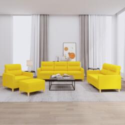 vidaXL Set de canapele cu perne, 4 piese, galben deschis, textil GartenMobel Dekor (3201549) Canapea