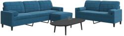 vidaXL Set de canapele cu perne/rulouri, 3 piese, albastru, catifea GartenMobel Dekor (3278510) Canapea