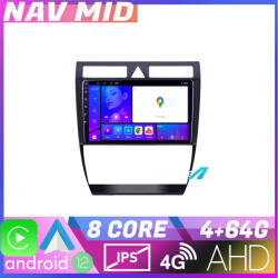 Edotec Navigatie Audi A6 Android 12 Octa Core 4GB RAM 64GB ROM 720P CarPlay (NAV2-9-4+64|K-102)