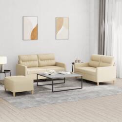 vidaXL Set de canapele cu perne, 3 piese, crem, textil GartenMobel Dekor (3201578) Canapea