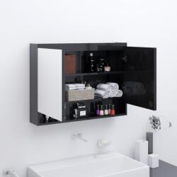 vidaXL Dulap de baie cu oglinda, negru stralucitor, 80x15x60 cm, MDF GartenMobel Dekor (331531)