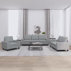 vidaXL Set de canapele, 3 piese, gri deschis, textil GartenMobel Dekor (3201866) Canapea