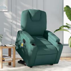 vidaXL Fotoliu rabatabil de masaj, cu ridicare, verde închis, textil GartenMobel Dekor (3204386)