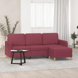 vidaXL Canapea cu 3 locuri si taburet, rosu vin, 180 cm, textil GartenMobel Dekor (3201198) Canapea