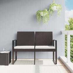 vidaXL Banca de gradina cu 2 locuri, cu perne, maro, ratan PP GartenMobel Dekor (360210)